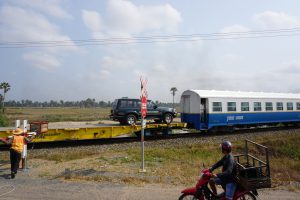 Royal Train Crossing on the Way back to Phnom Penh | Cambodia