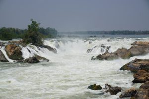 ...Reaching Mekong Water Falls at the Border between Cambodia and Laos