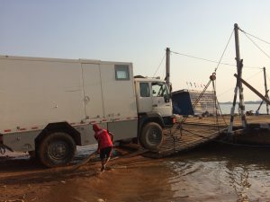 Crossing Mekong by Ferry Boat