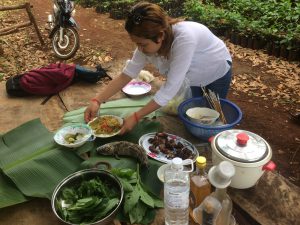 ...Tasty Grilled Fish on Banana Leaves as Plates and Great Wine...