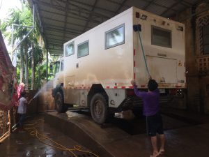 ...Final Cleaning of the Truck before Storage in Phnom Penh...