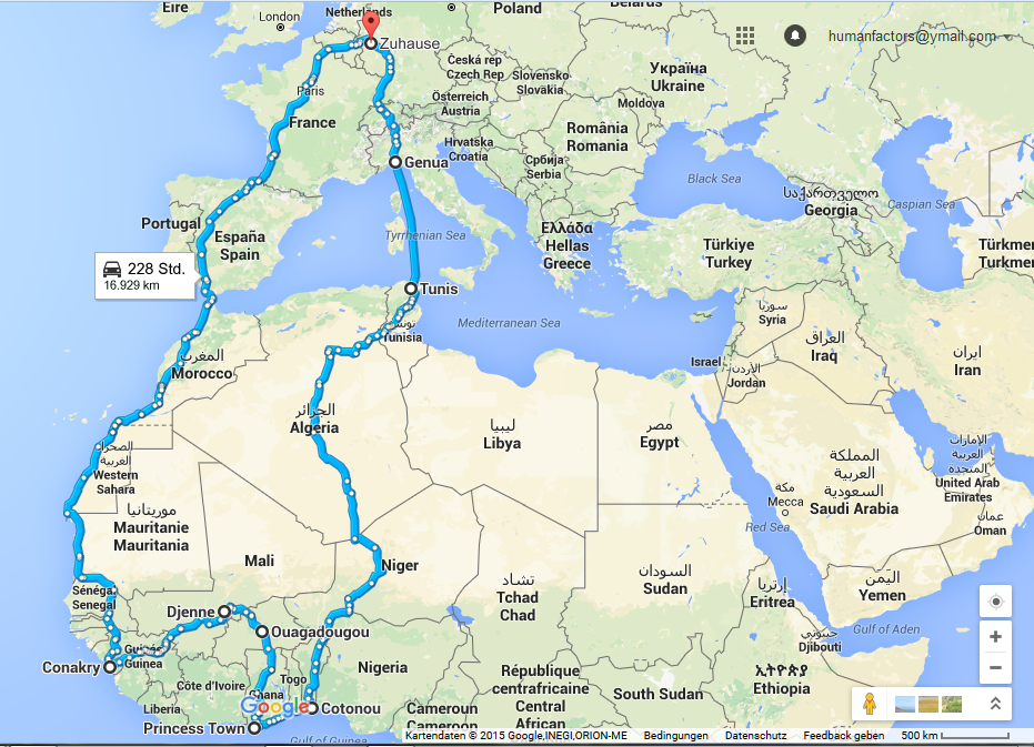 Route through Westafrica Sahara 